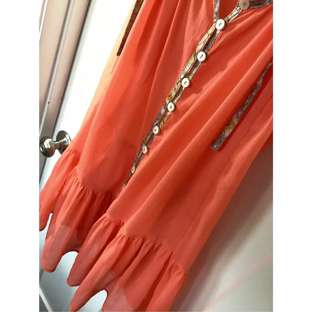Free People Intimately Bali Sweet Nothing Mini Dress S Coral